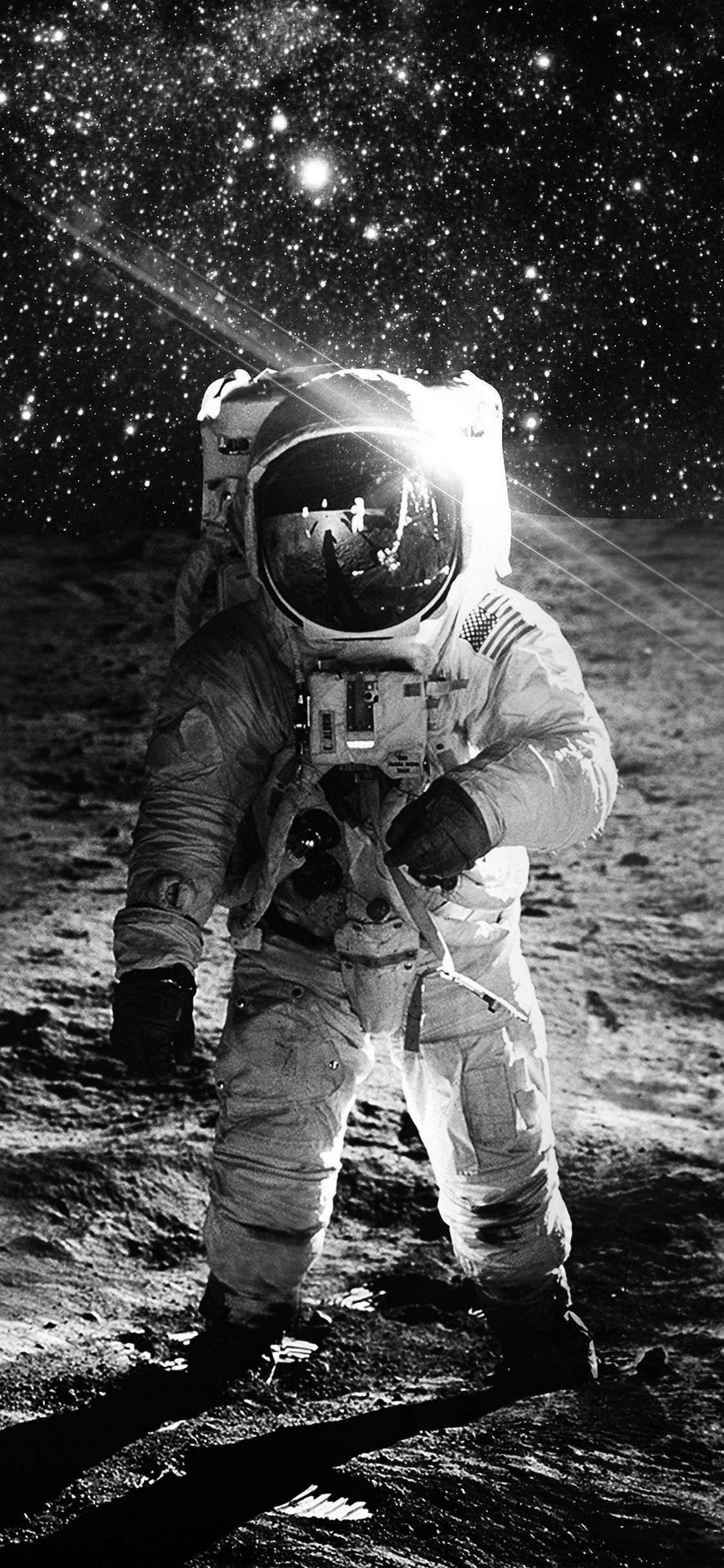iPhone X wallpaper. astronaut space art moon dark bw