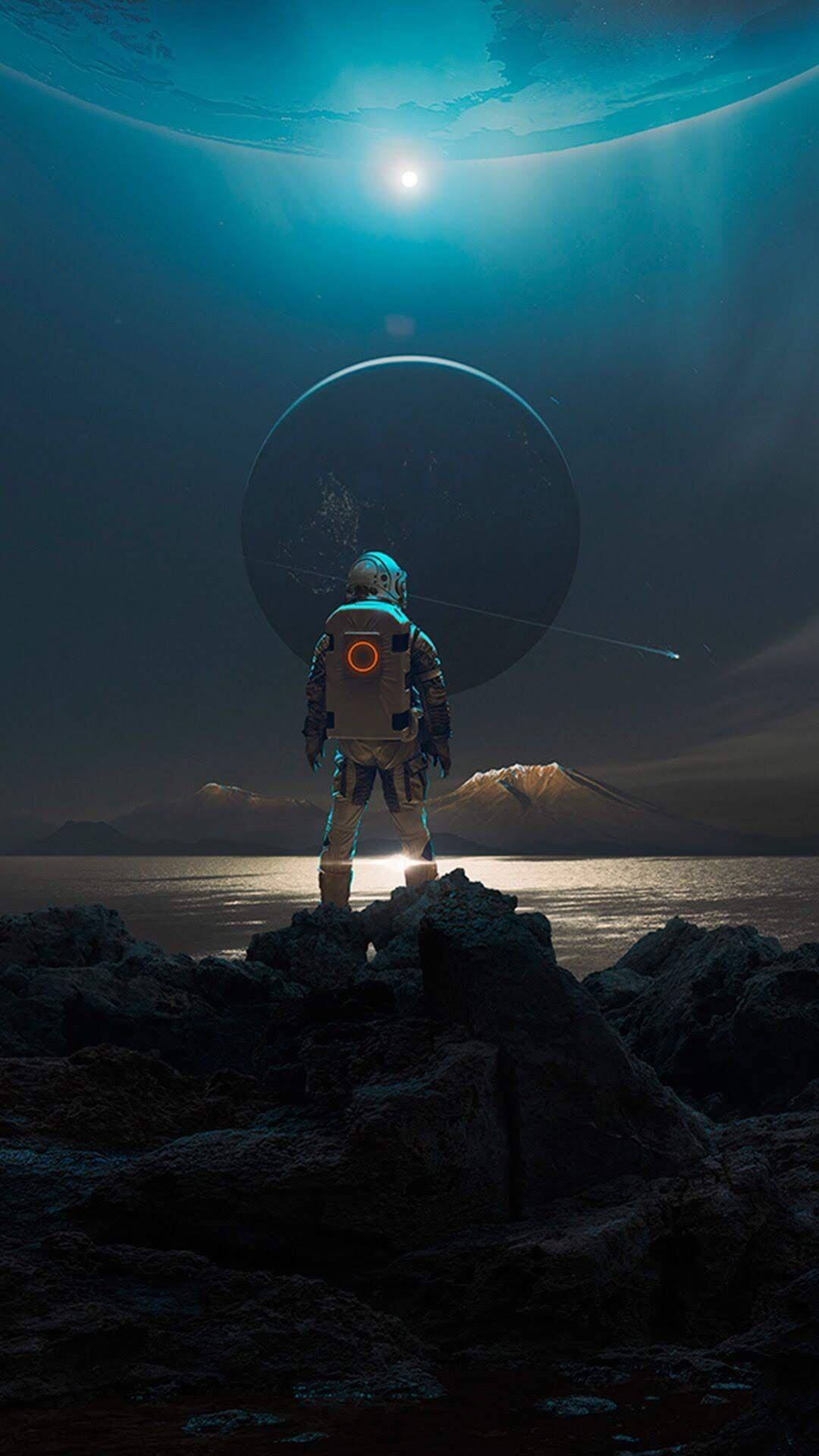 Awestruck Astronaut. iPhone X Wallpaper X Wallpaper HD