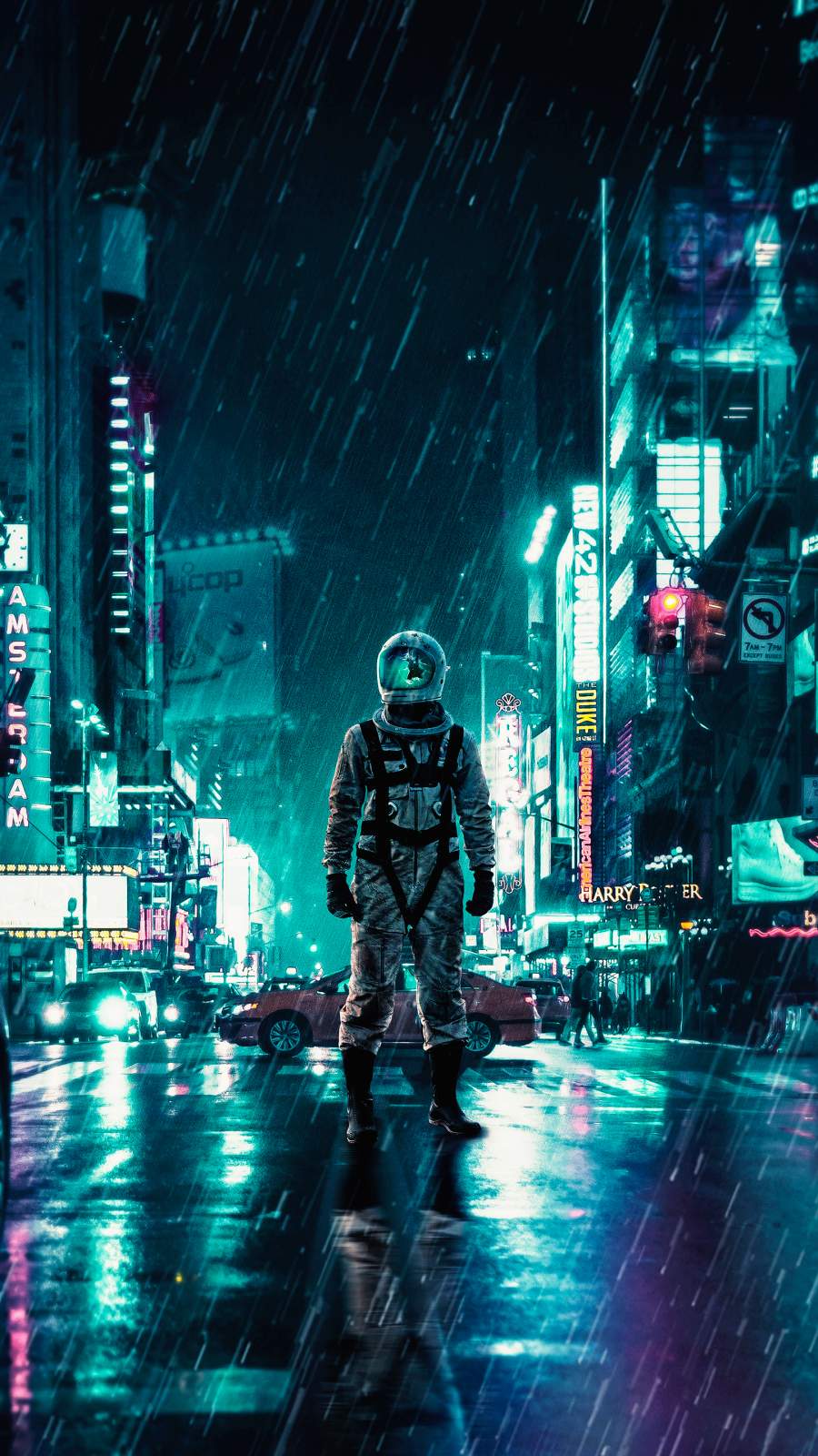 Another Rainy Night Astronaut iPhone Wallpaper Wallpaper, iPhone Wallpaper