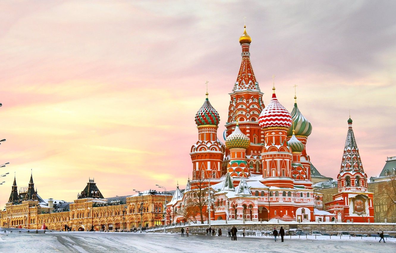 Wallpaper winter, snow, city, area, Moscow, The Kremlin, St. Basil's Cathedral, Russia, Russia, Moscow, Kremlin image for desktop, section город