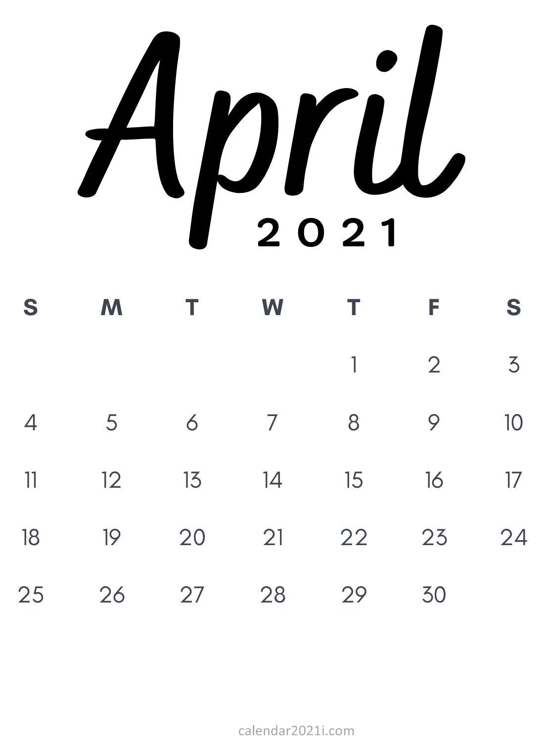 Free Minimalist 2021 Calendar Monthly Printable