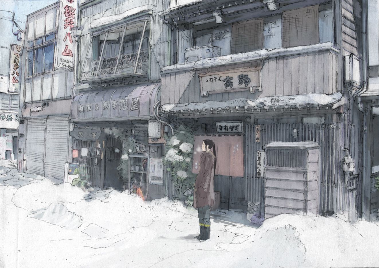 free download image wallpaper for android, Anime Snow City Background
