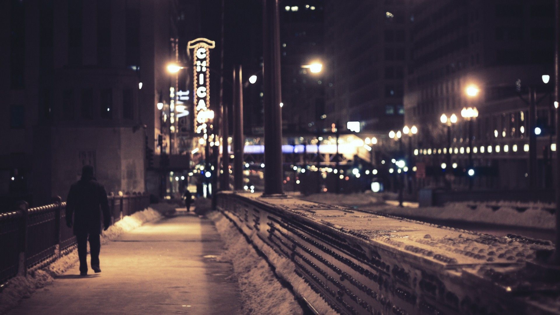 Chicago snow street lights streets walk wallpaper / Wallbase.cc. Winter picture, Walking street, Chicago walks