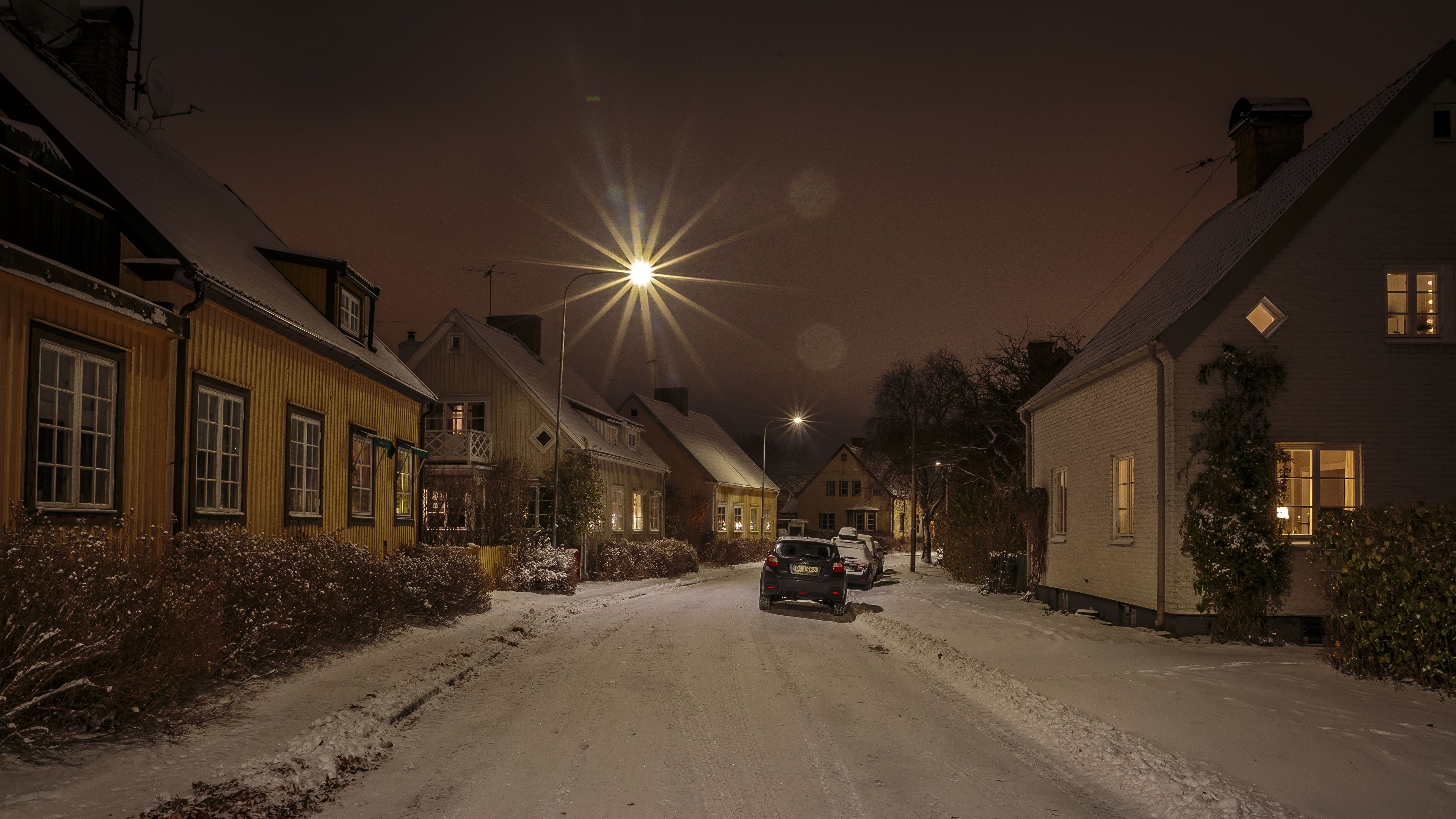 Desktop Wallpaper Stockholm Sweden Winter Snow Street 3840x2160