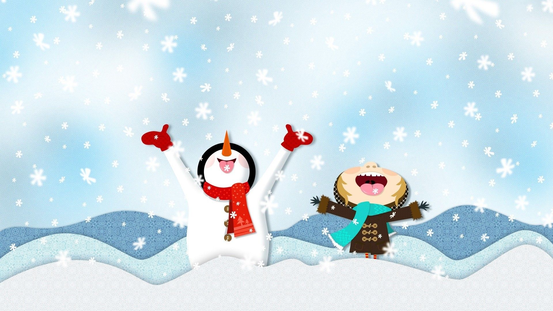 Cute Winter Snow Cartoon HD Wallpaper