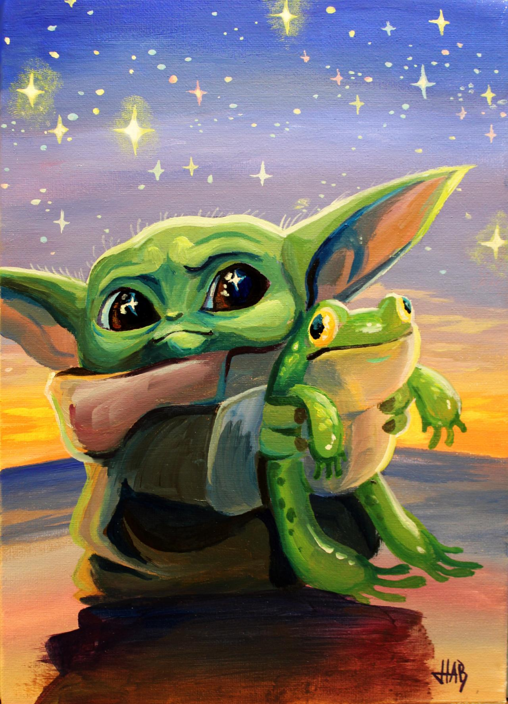 Baby Yoda loves Frog by Snowboardleopard in 2020