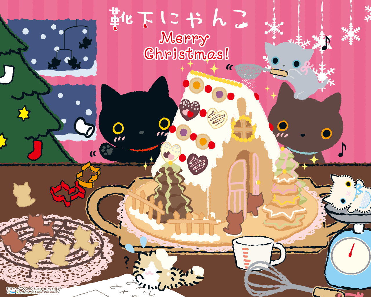 Christmas Cat Kawaii Wallpapers - Wallpaper Cave