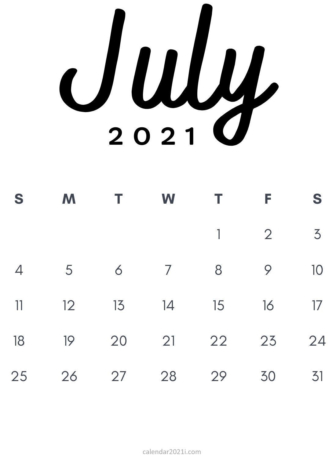24+ Printable July 2020 Calendar July 2021 Calendar Cute Design PNG