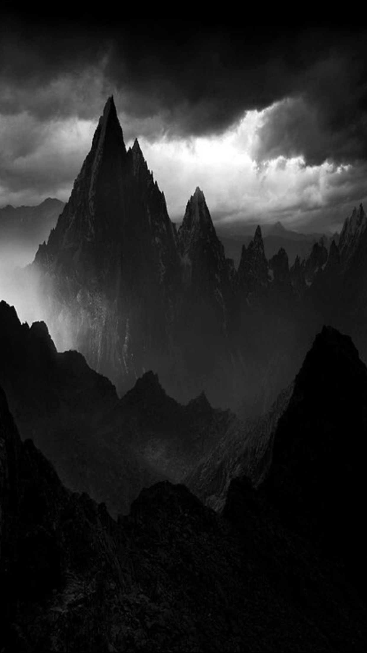 Black and white mountain wallpaper. Nature photo, Beautiful nature, Fantasy landscape