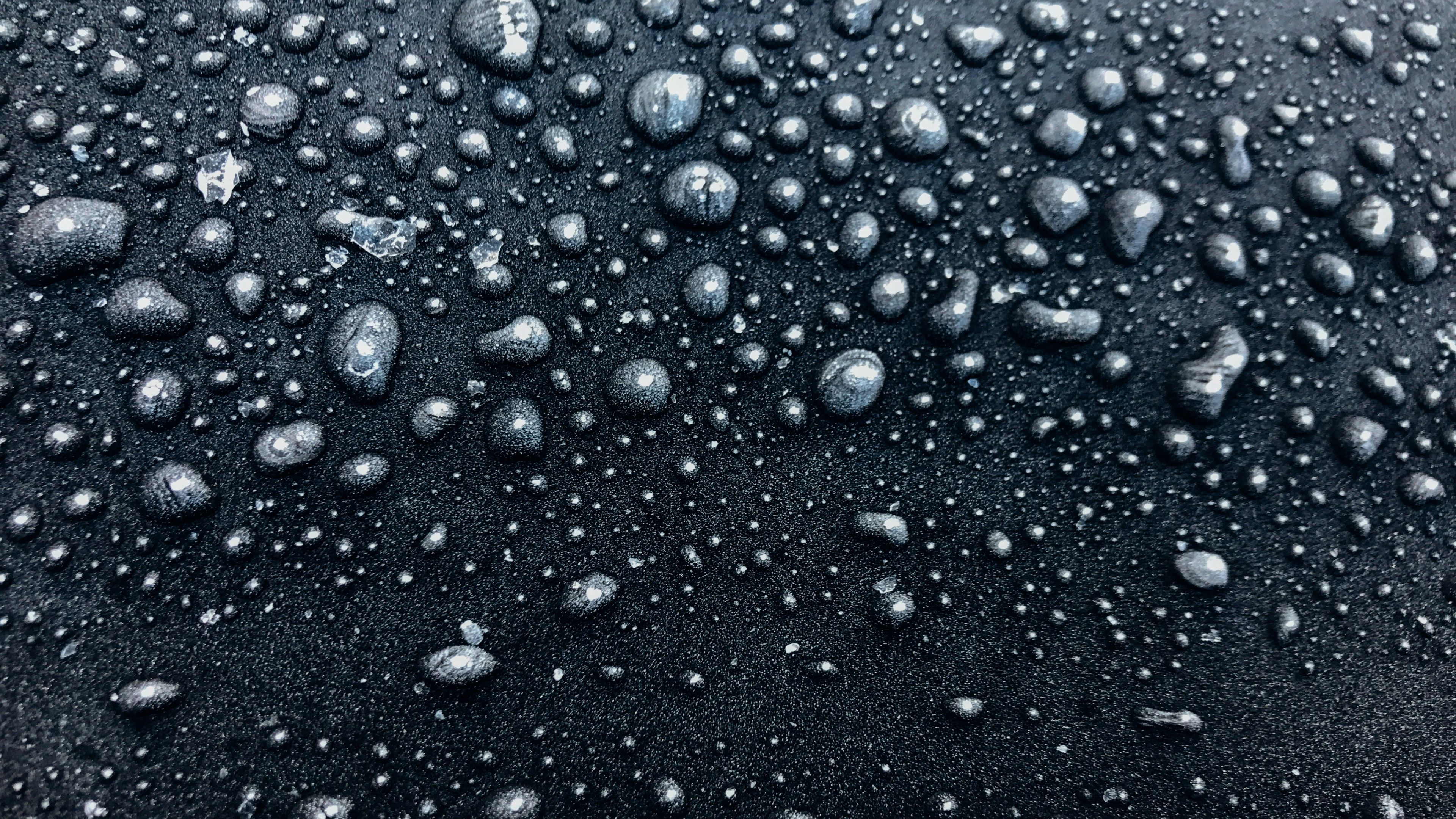Droplets 4K Wallpaper, Frozen, Tarmac, Rain drops, Monochrome, Bubbles, Photography