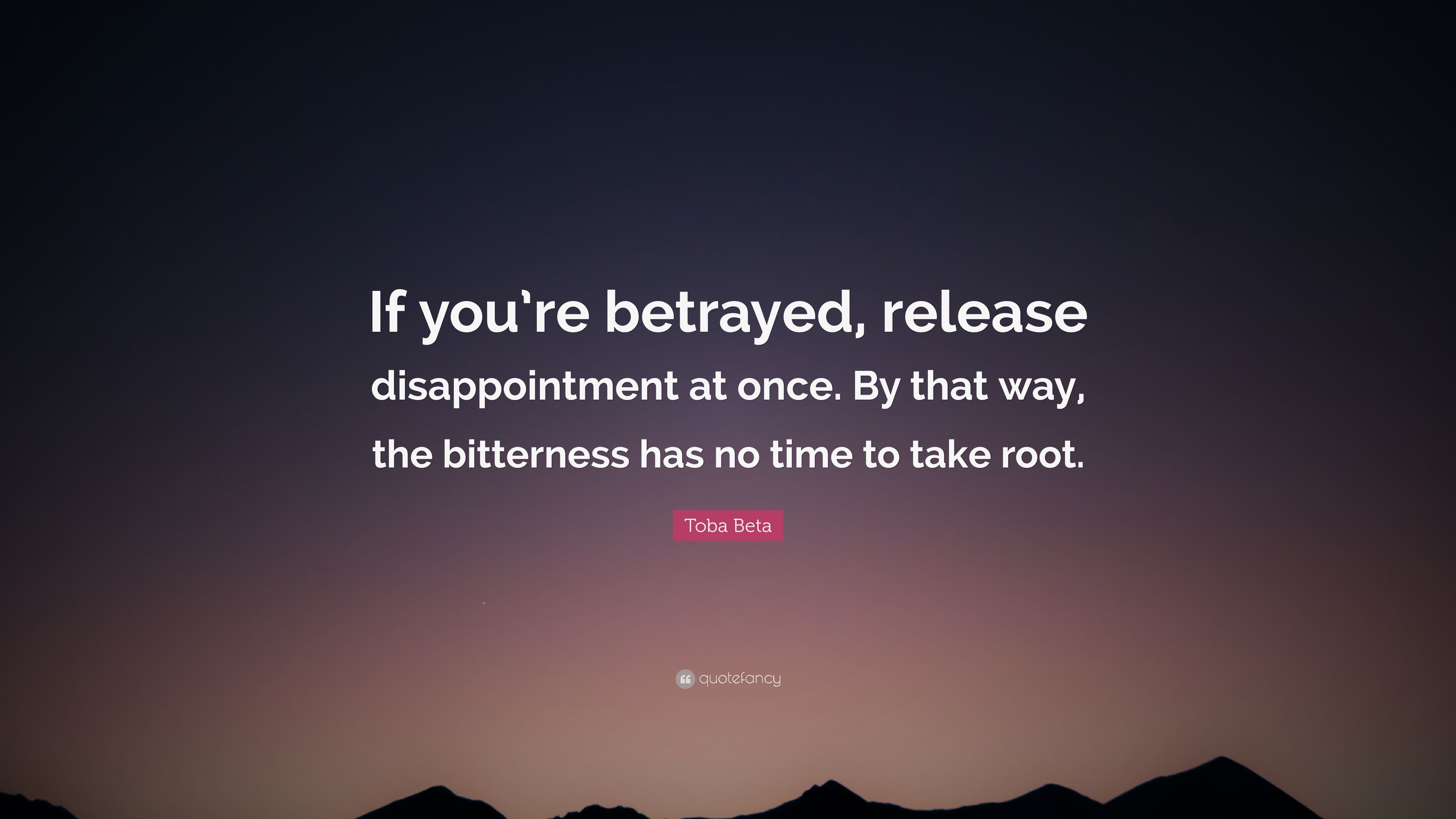 Toba Beta Quote: “If you're betrayed, release disappointment at once. By that way, the bitterness has no time to take root.” (10 wallpaper)