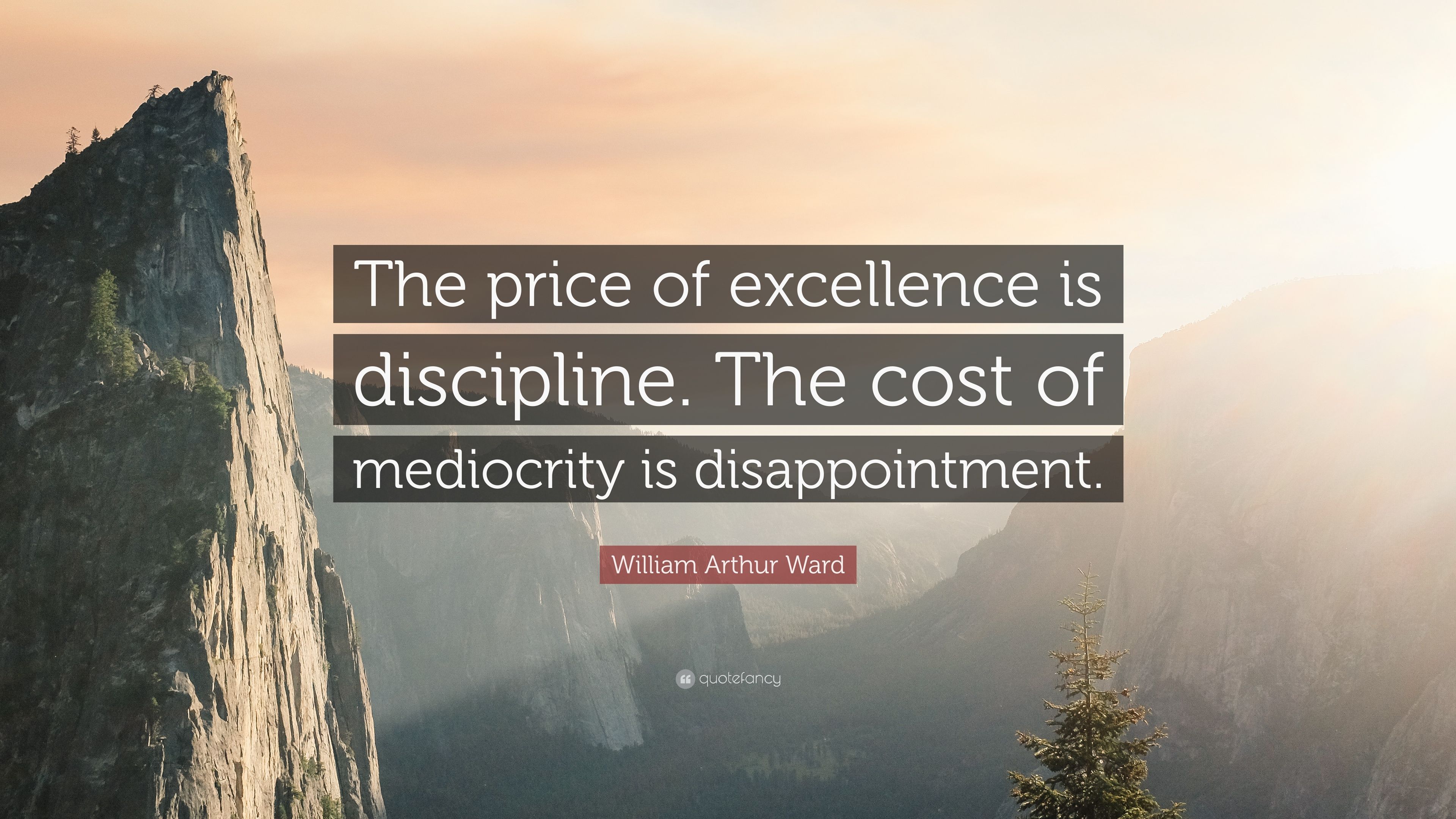 William Arthur Ward Quote: “The price of excellence is discipline. The cost of mediocrity is disappointment.” (12 wallpaper)