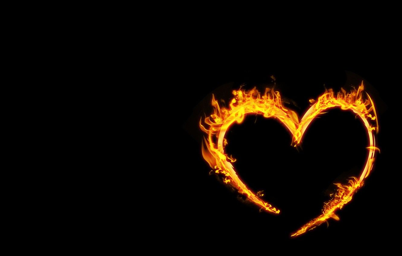 Wallpaper background, fire, flame, heart, fire, heart, burning image for desktop, section абстракции