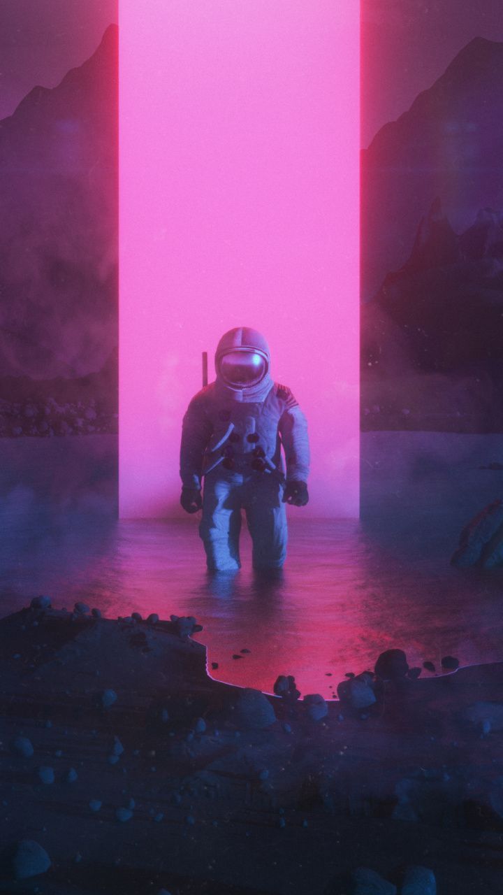 Astronaut, graphic design, synthwave, fantasy, art wallpapers