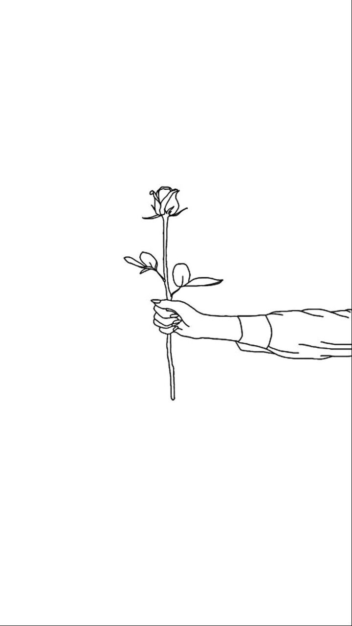 Back Of Arm Leg. Flowers Black Background, Line Art Drawings, Background Drawing