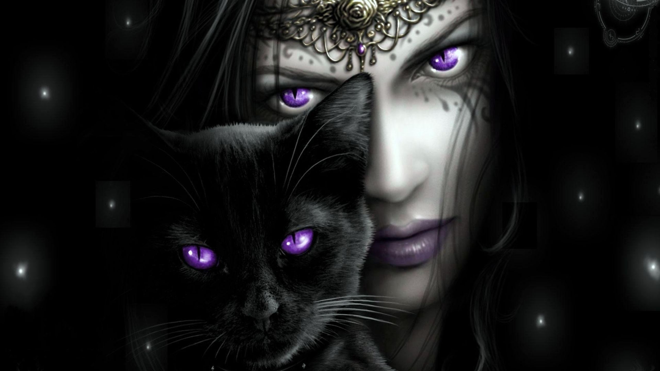girl, cat, eyes 1440P Resolution Wallpaper, HD Fantasy 4K Wallpaper, Image, Photo and Background
