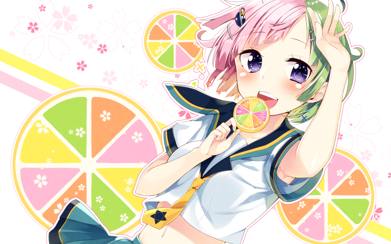 Download 1280x800 Anime Girl, Candy, School Uniform, Navel Wallpaper for Motorola Xoom, MacBook Pro 13
