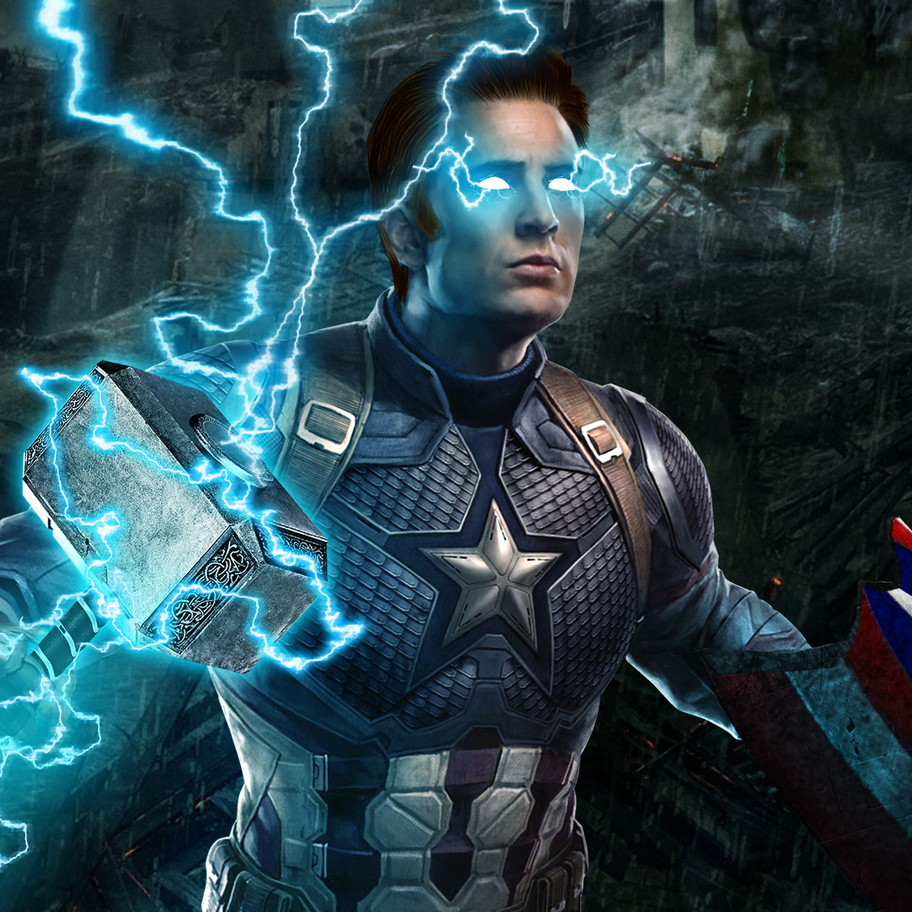Captain America Mjolnir Avengers Endgame 4k iPad Pro Retina Display HD 4k Wallpaper, Image, Background, Photo and Picture