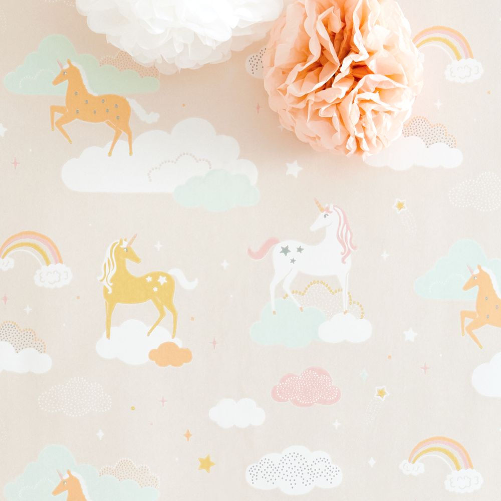 Rainbow Treasures by Majvillan Pastel Pink, Wallpaper Direct