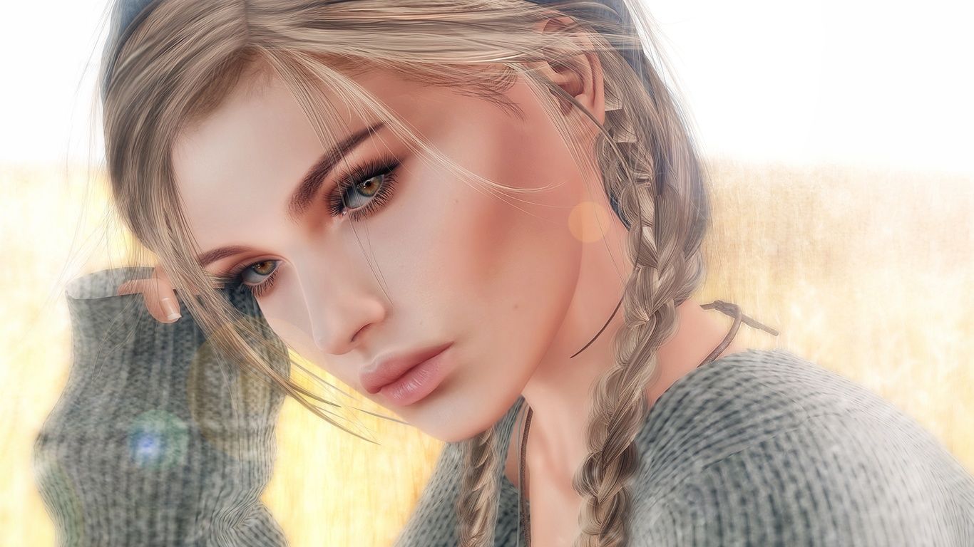 Dark Hair Blonde Girl Art 1366x768 Resolution HD 4k Wallpaper, Image, Background, Photo and Picture