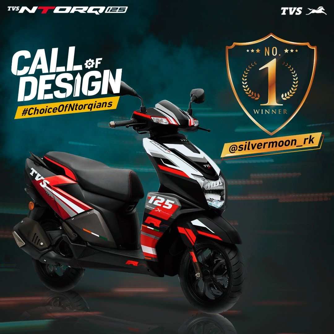 TVSNTORQ Huge Shout Out To Rajat Kushwala From IIT IDC, Who Answered The Call And Gave Our TVS NTORQ 125 Race Edition A Whole New Flavour. #TVSMOTOR #TVSNTORQ125 #CallOfDesign #ChoiceOfNtorqians #Congratulations