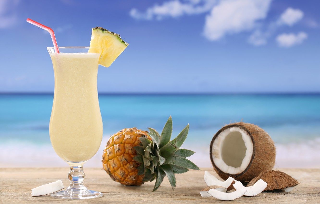 Wallpaper coconut, cocktail, pineapple, Pina colada image for desktop, section еда