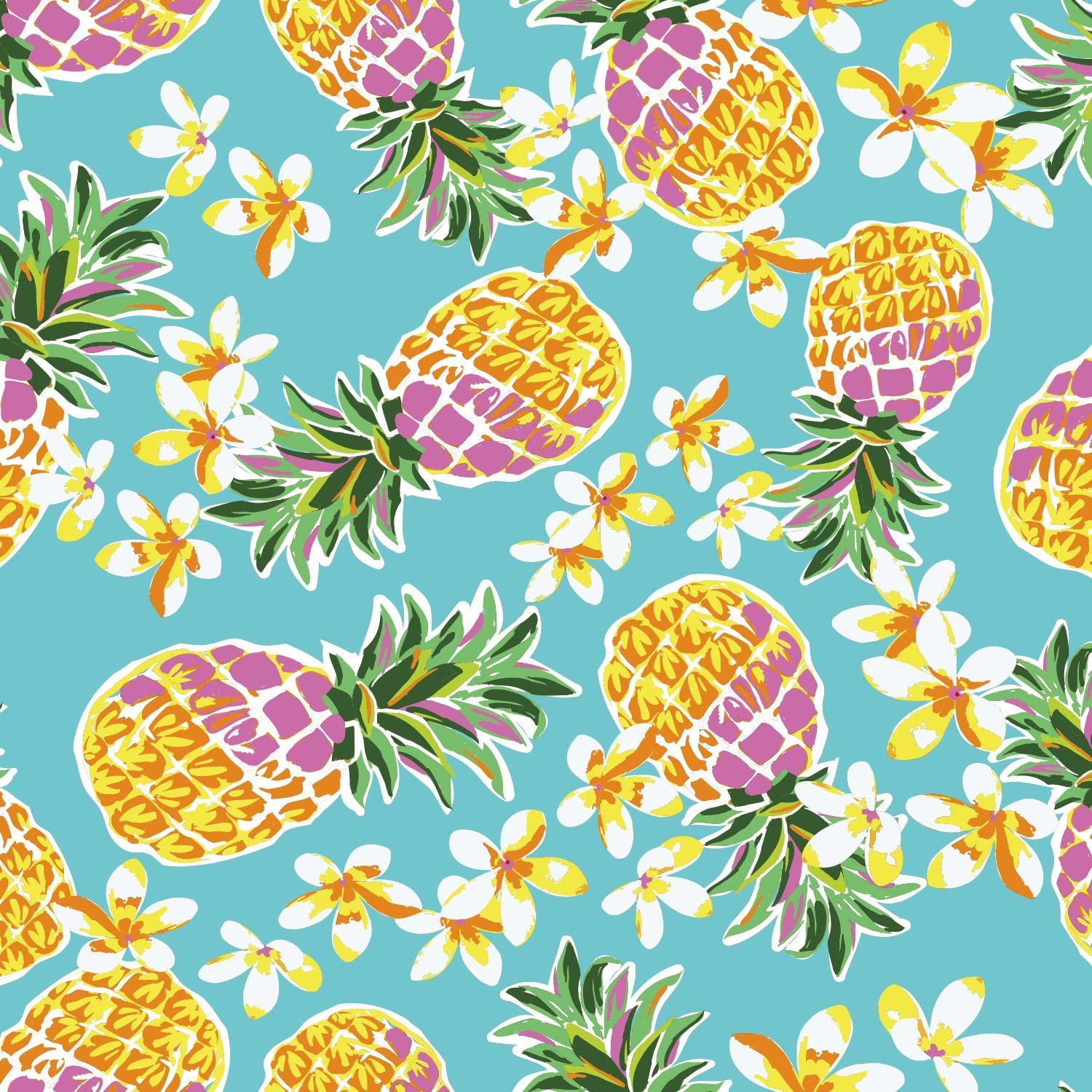 Locker Wallpaper Pina Colada Pineapple Print, Hawaii Look, Great Gift for Students, Colour Turquoise / Yellow / Pink: Amazon.co.uk: Kitchen & Home