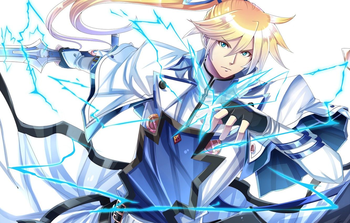 Wallpaper lightning, anime, art, Sword, guy, knight, blonde image for desktop, section арт
