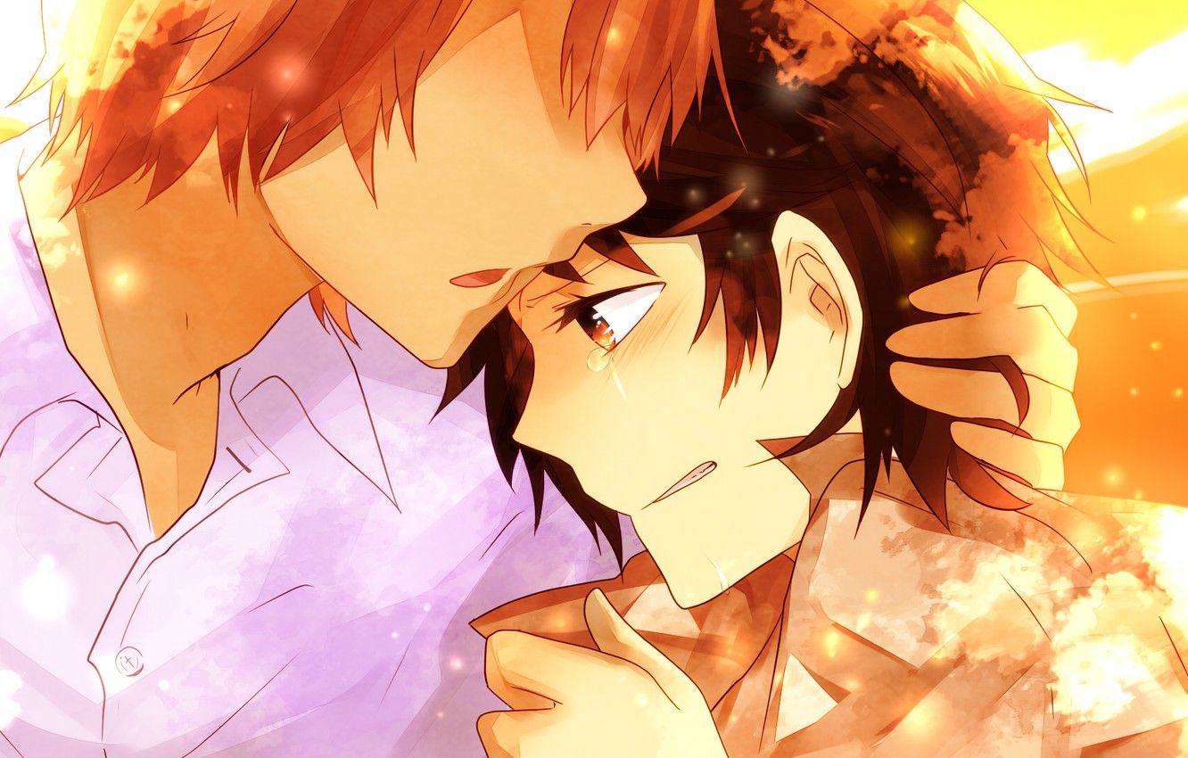 Wallpaper girl, pair, guy, tears, The girl who conquered time, The Girl Who Leapt Through Time, Toki wo Kakeru Shoujo image for desktop, section сёдзё