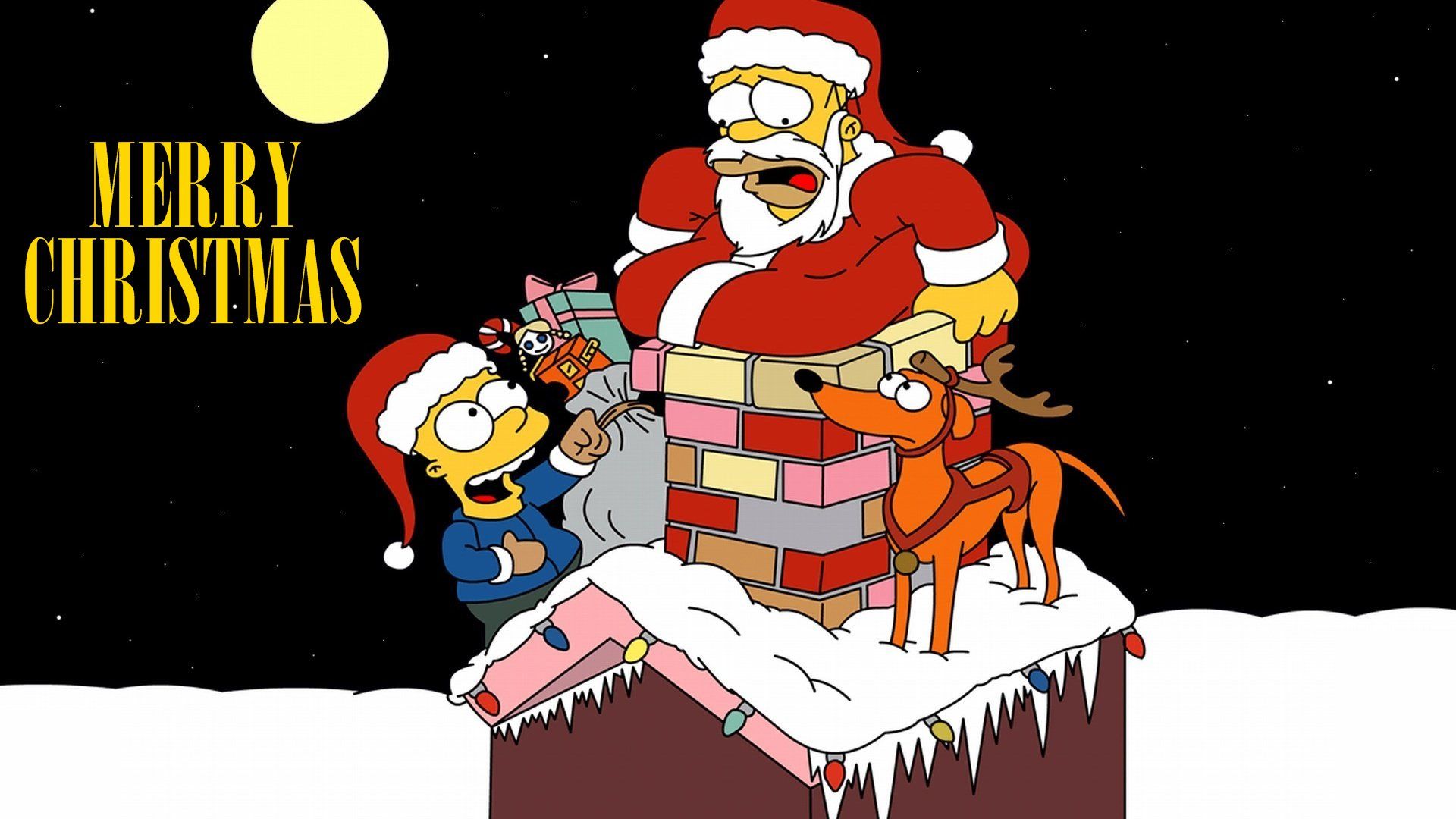 Merry Christmas Simpsons Cartoon HD Wallpaper