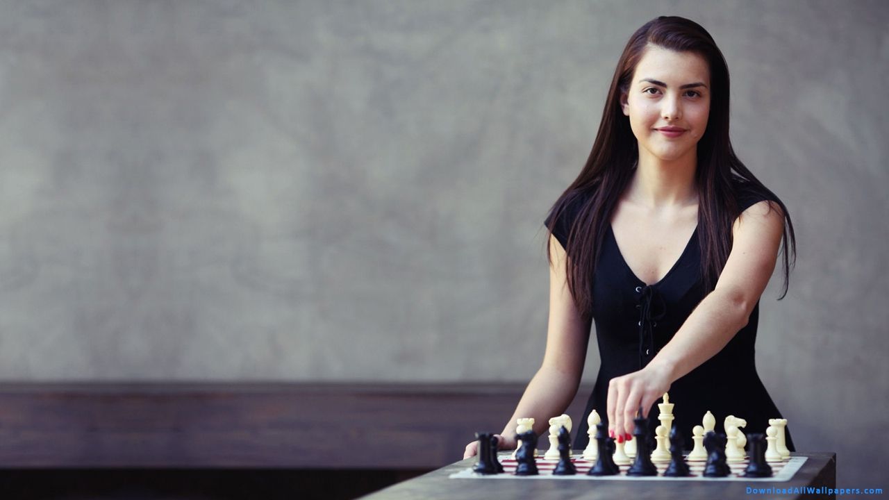 Girl Playing Chess, Girl In Black Dress Playing Chess, Girl In Black Dress, Girl With Baby Face, Girl In Deep Neck Dress, Smiling Face, Beautiful Girl, Cute Girl, Beautiful, Cute, Pretty, Innocent