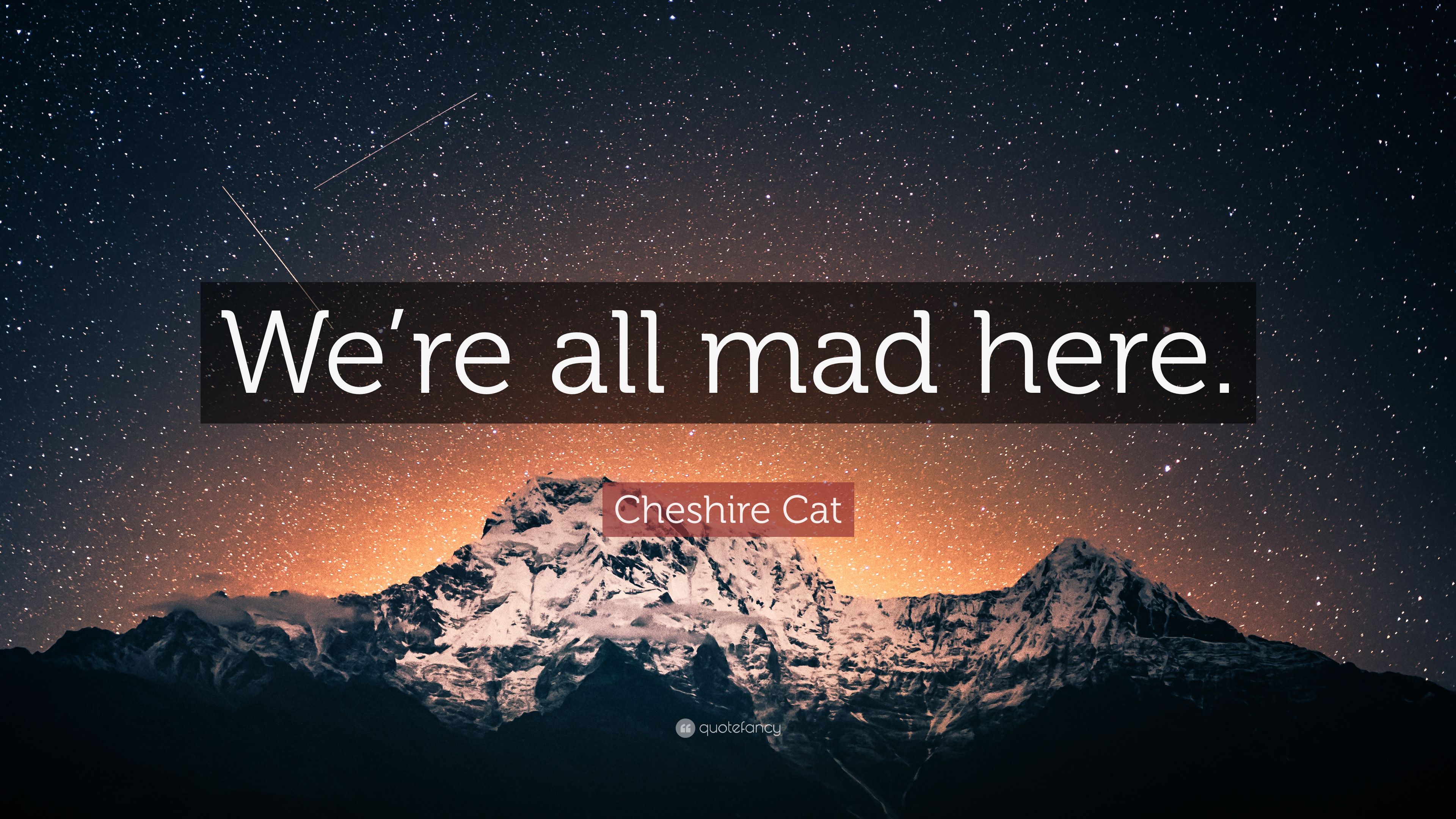 Cheshire Cat Quote: “We're all mad here.” (7 wallpaper)