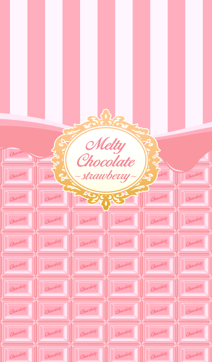 This is a theme of melting chocolate bar. lovely strawberry chocolate flavor version. pink color. Kawaii wallpaper, Cute wallpaper, Food wallpaper