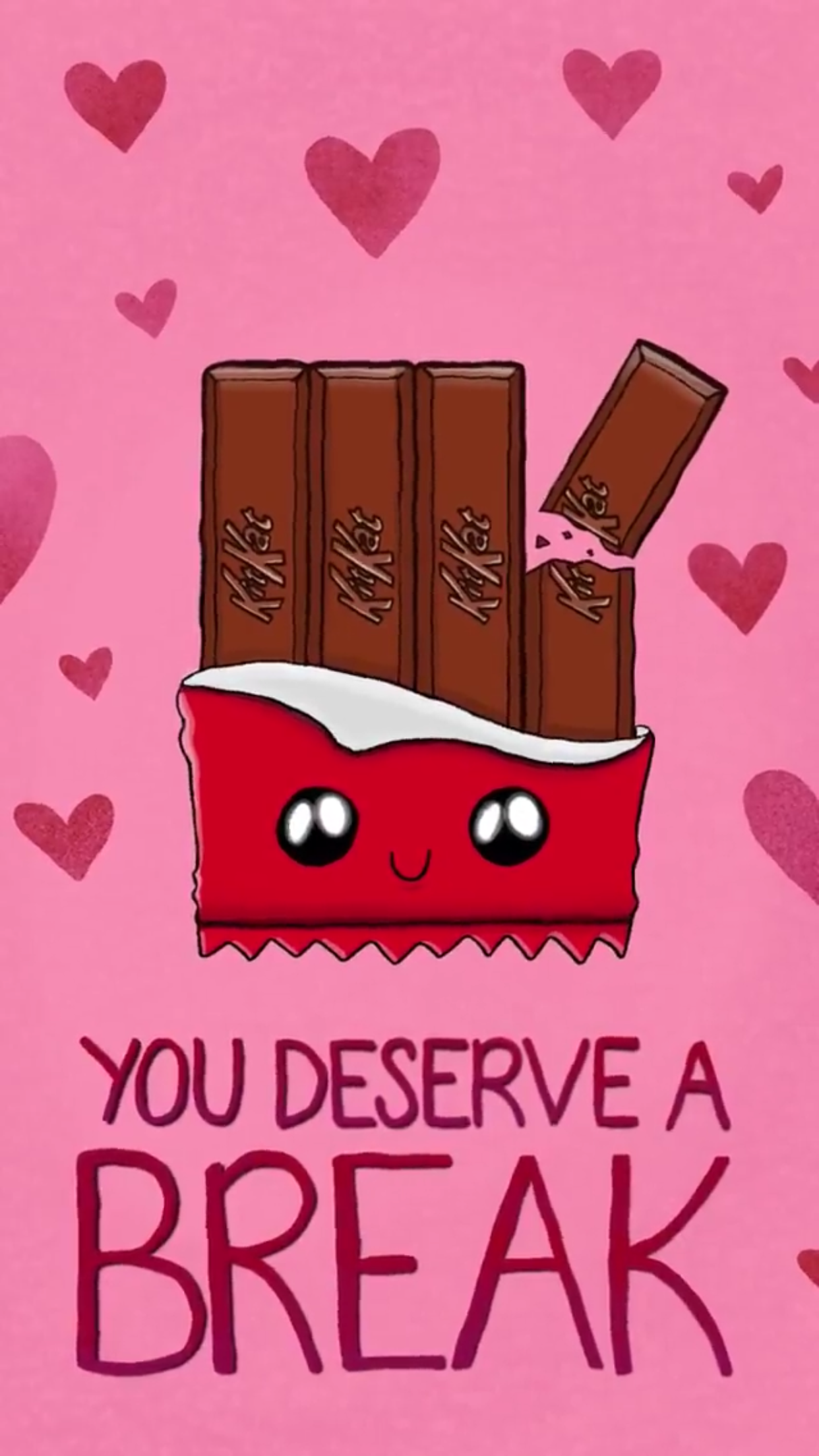 You deserve a break Kat Bar, candy bar food pun, lock screen wallpaper background for android cellphone iPhone from. Cute jokes, Cute puns, Funny food memes