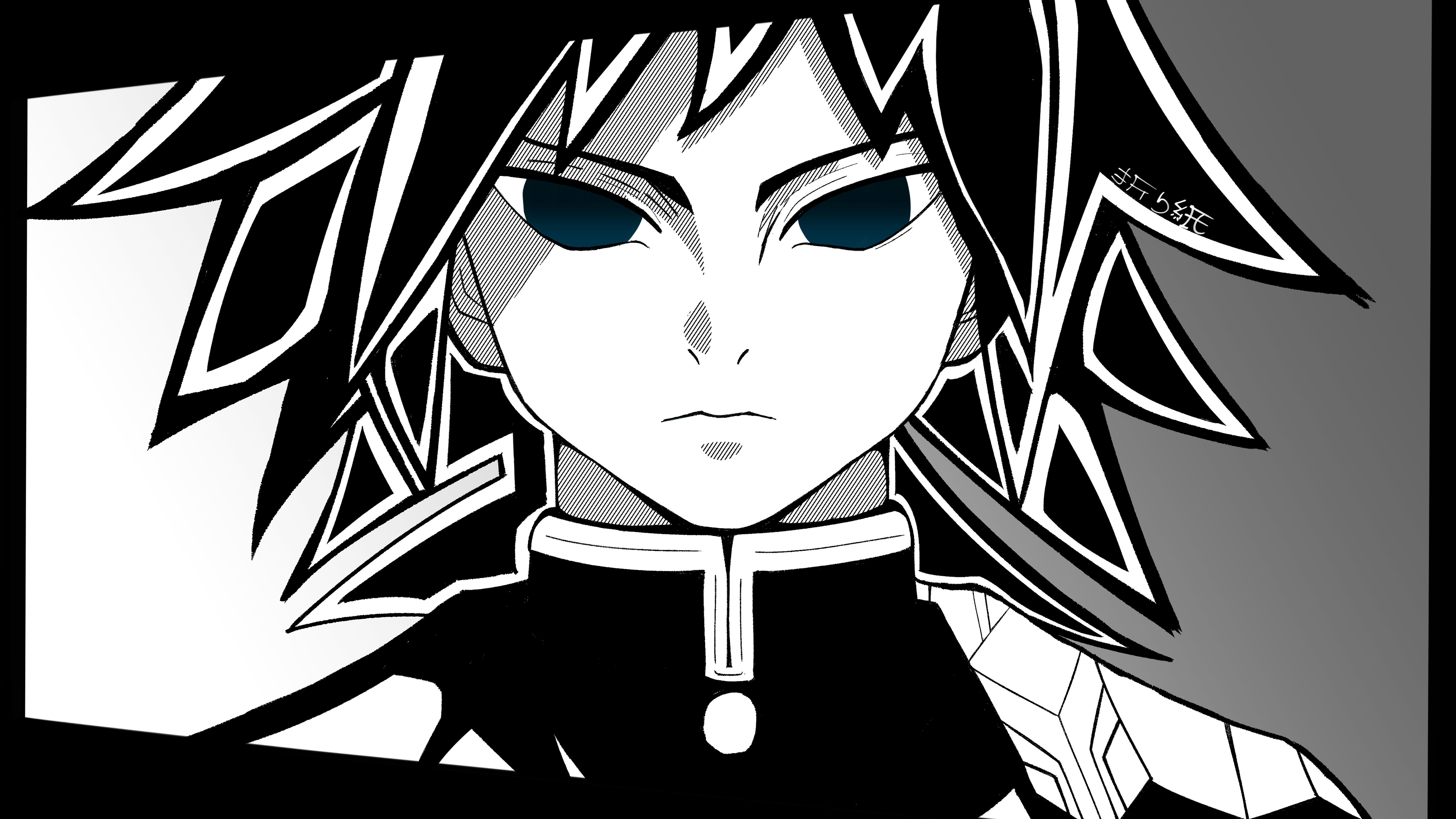 Demon Slayer Kimetsu no Yaiba On Black And White 4K 5K HD Anime Wallpapers
