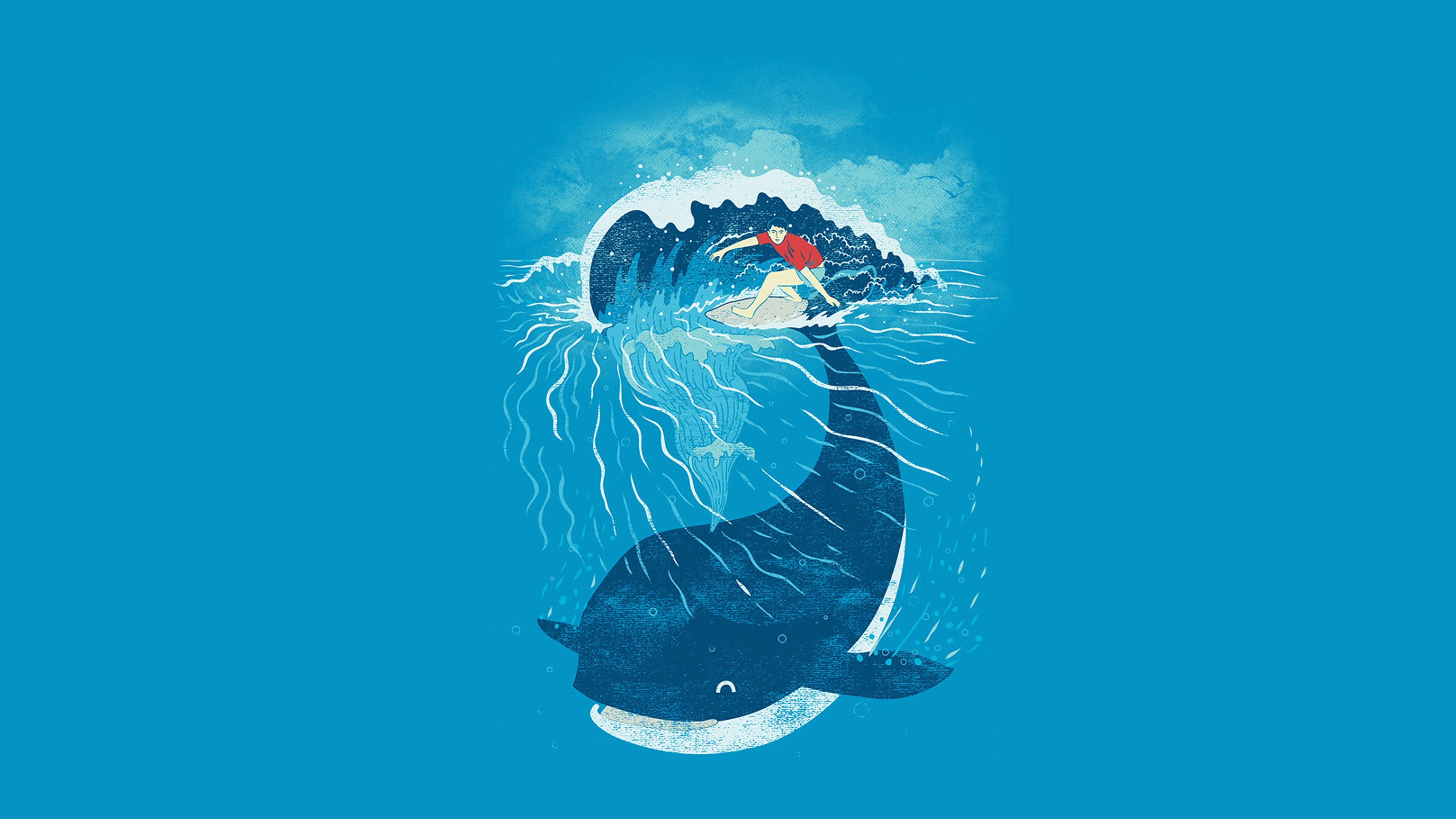 Whale Wave Animal Illust Art Sea