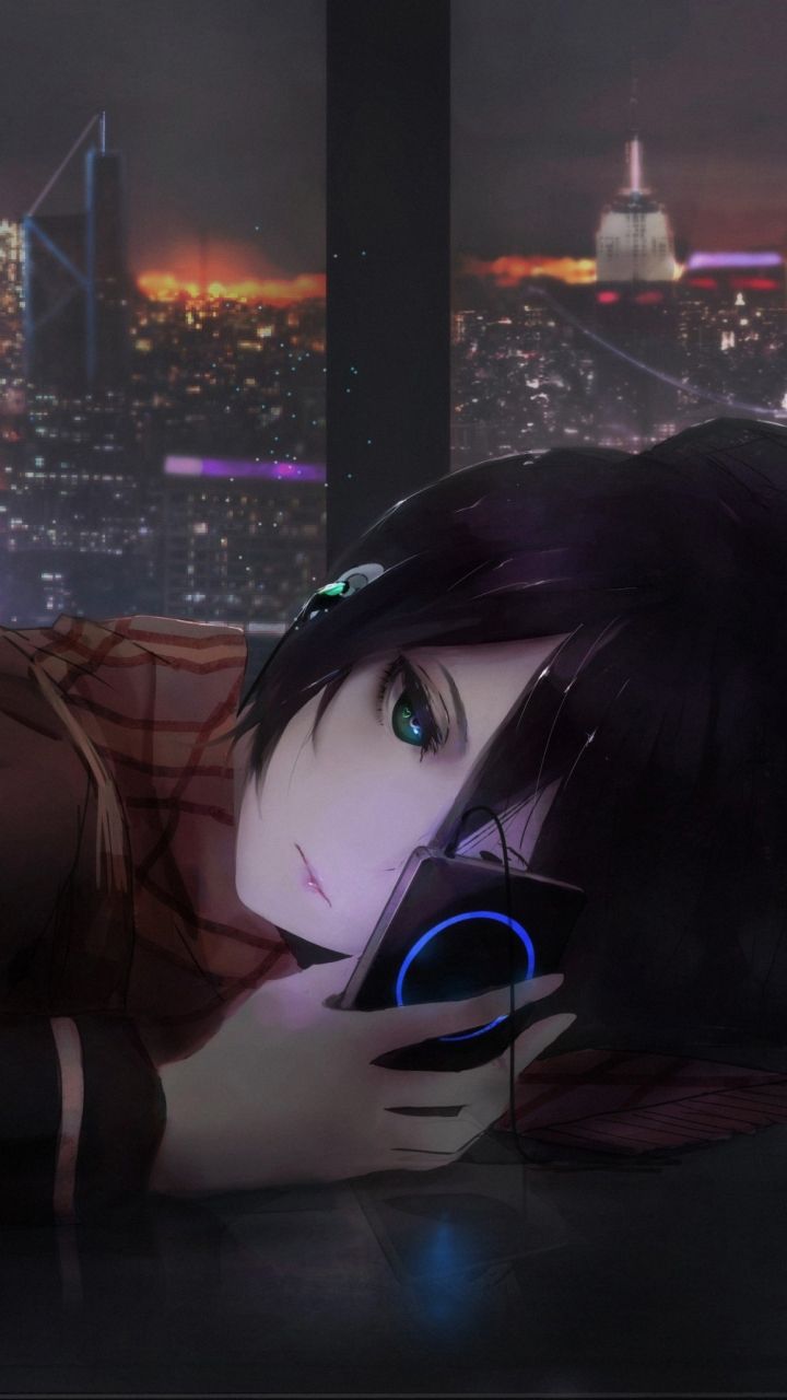 Download anime, girl, night, 4K Samsung Galaxy S3 wallpaper 720x1280