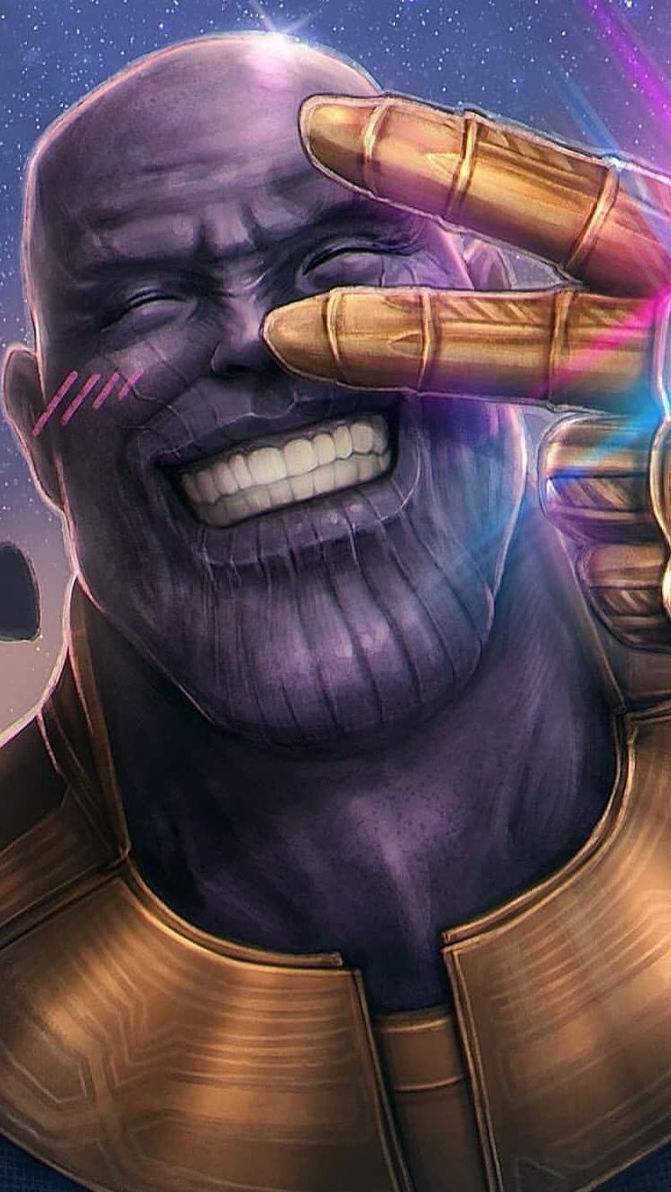 Thanos Face Happy Smiling Peace Wallpapers iphoneswallpapers_com.