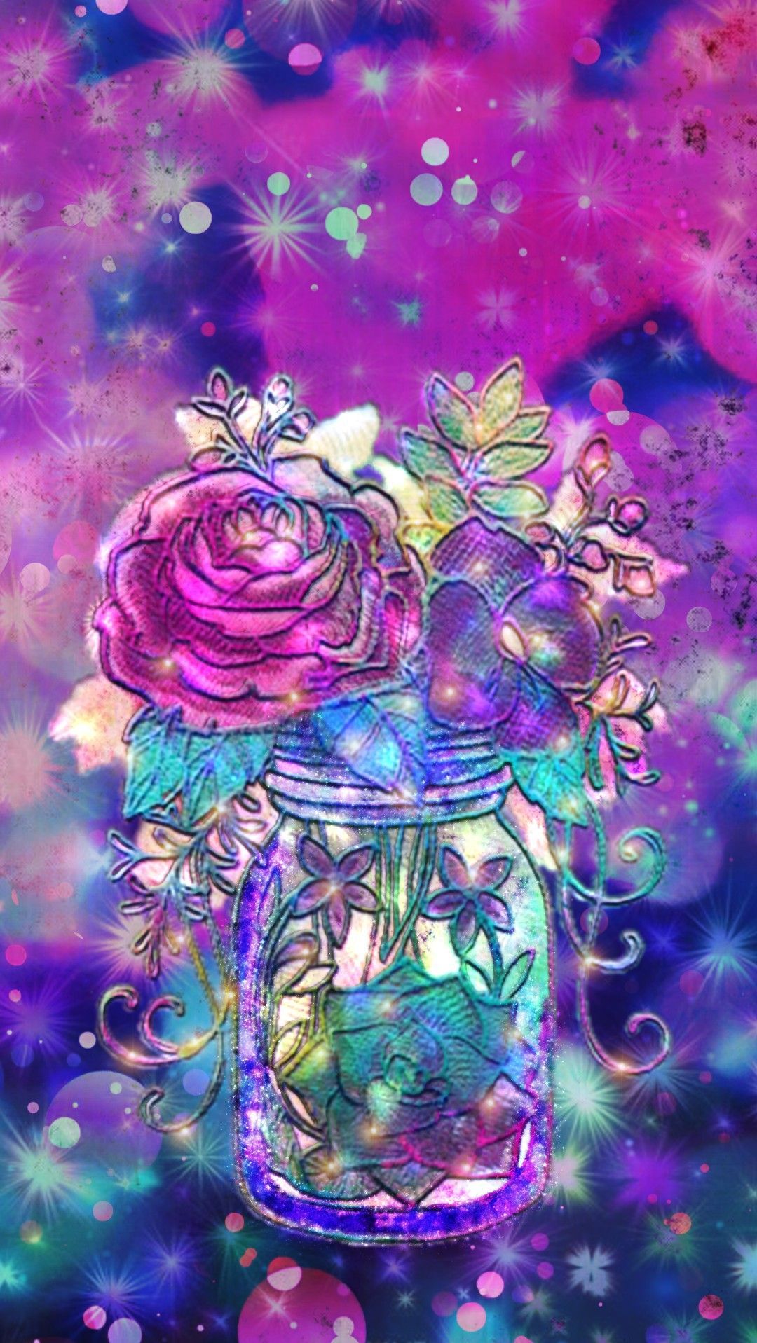 Twinkling Flower Jar, made by me #purple #sparkly #wallpaper #background # glitter #colorful. Cool background wallpaper, Glitter wallpaper, Glitter background