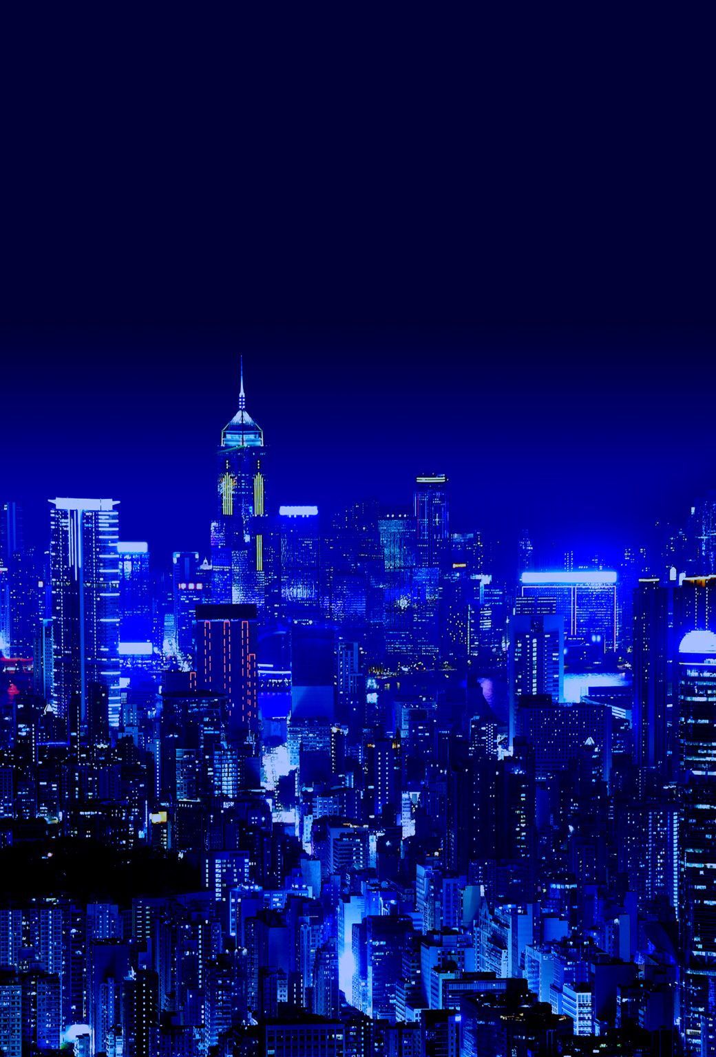 Blue city scape. Blue aesthetic dark, Dark blue wallpaper, Blue wallpaper iphone