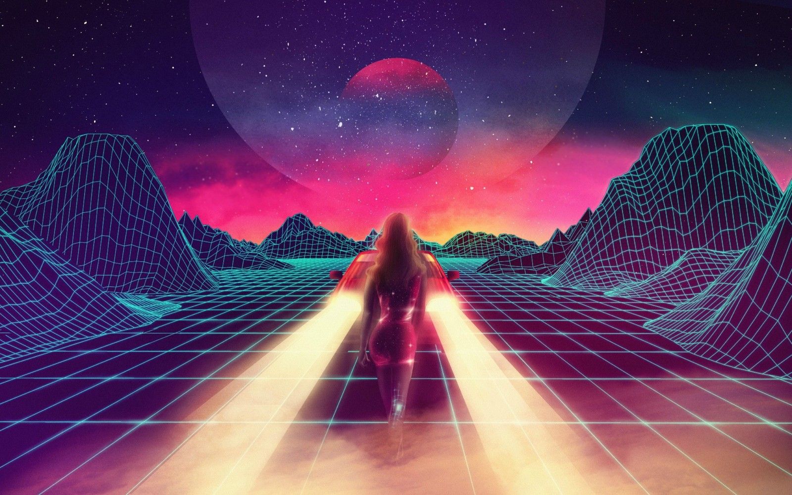 Synthwave HD wallpaper, Background