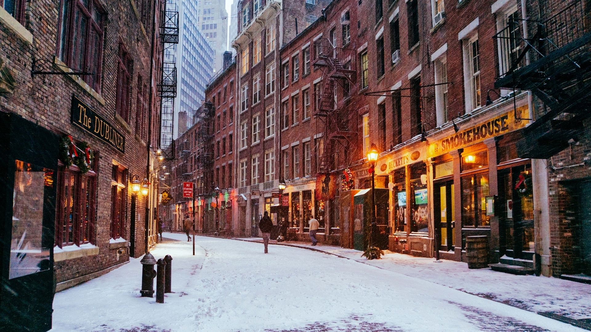 Wallpapers New York City, Manhattan, USA, city night, winter, lights 1920x1200 HD Picture, Image