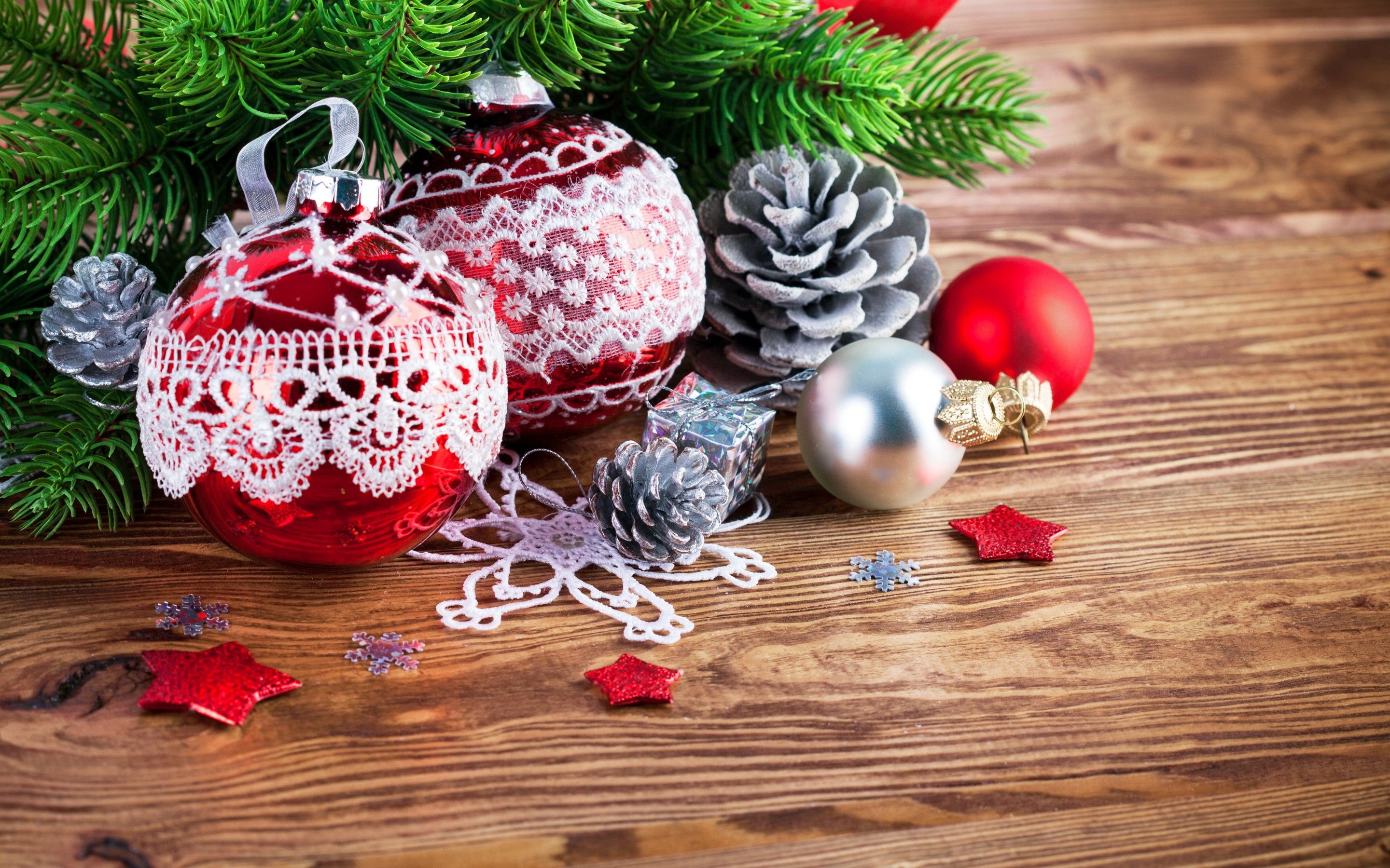 Christmas Ornaments Decoration Wood Background Wallpaper