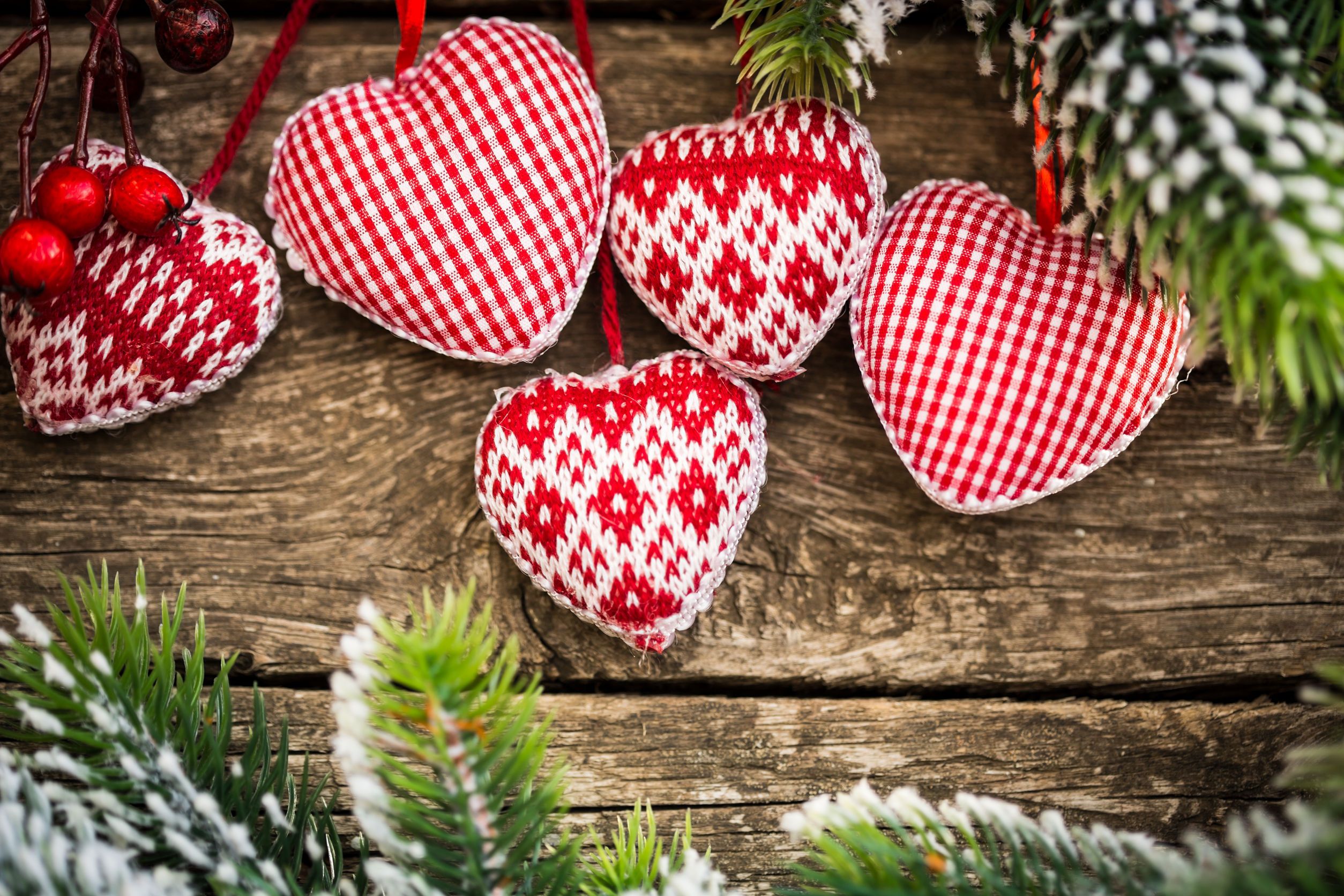 red, decor, love, Christmas, hearts, wood, white, home wallpaper