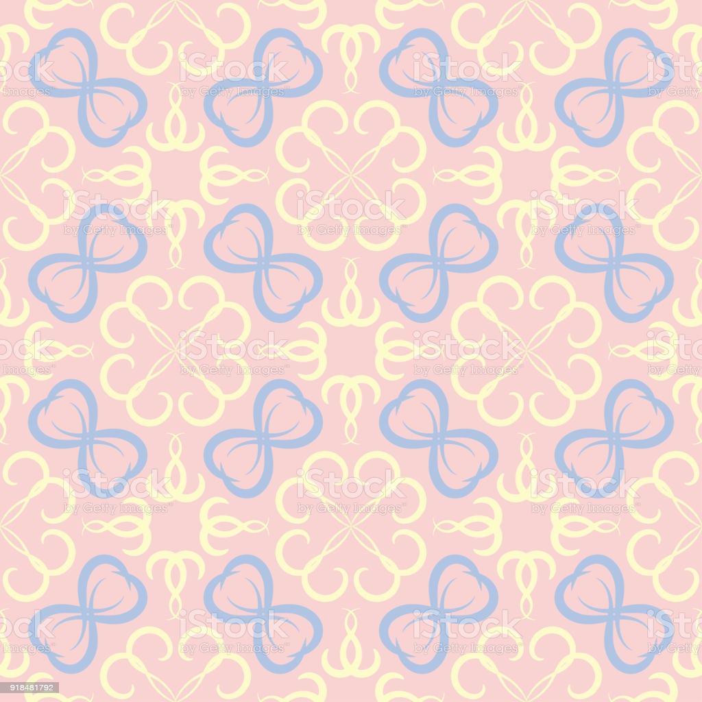 Floral Seamless Pattern Pale Pink Background With Light Blue And Yellow Flower Elements Stock Illustration Image Now