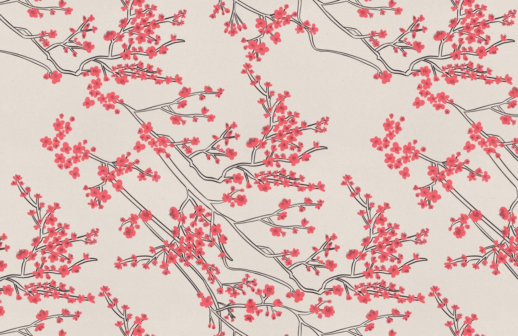 Japanese Cherry Blossom Pattern Wallpaper Mural