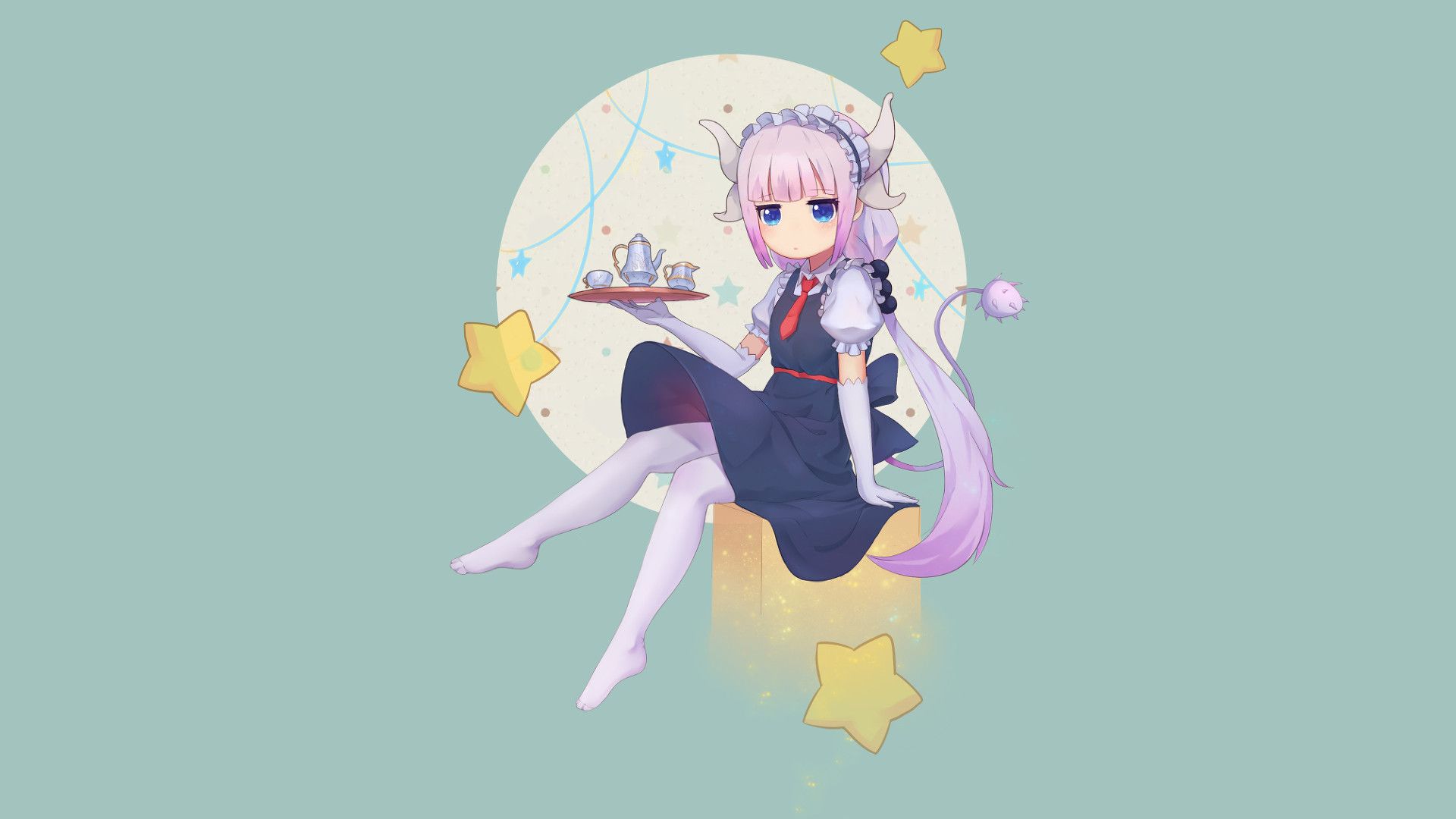#fan Art, #simple, #anime, #anime Girls, #blue Eyes, #Kanna Kamui (Kobayashi San Chi No Maid Dragon), #loli, #Kobayashi San Chi No Maid Dragon, Wallpaper