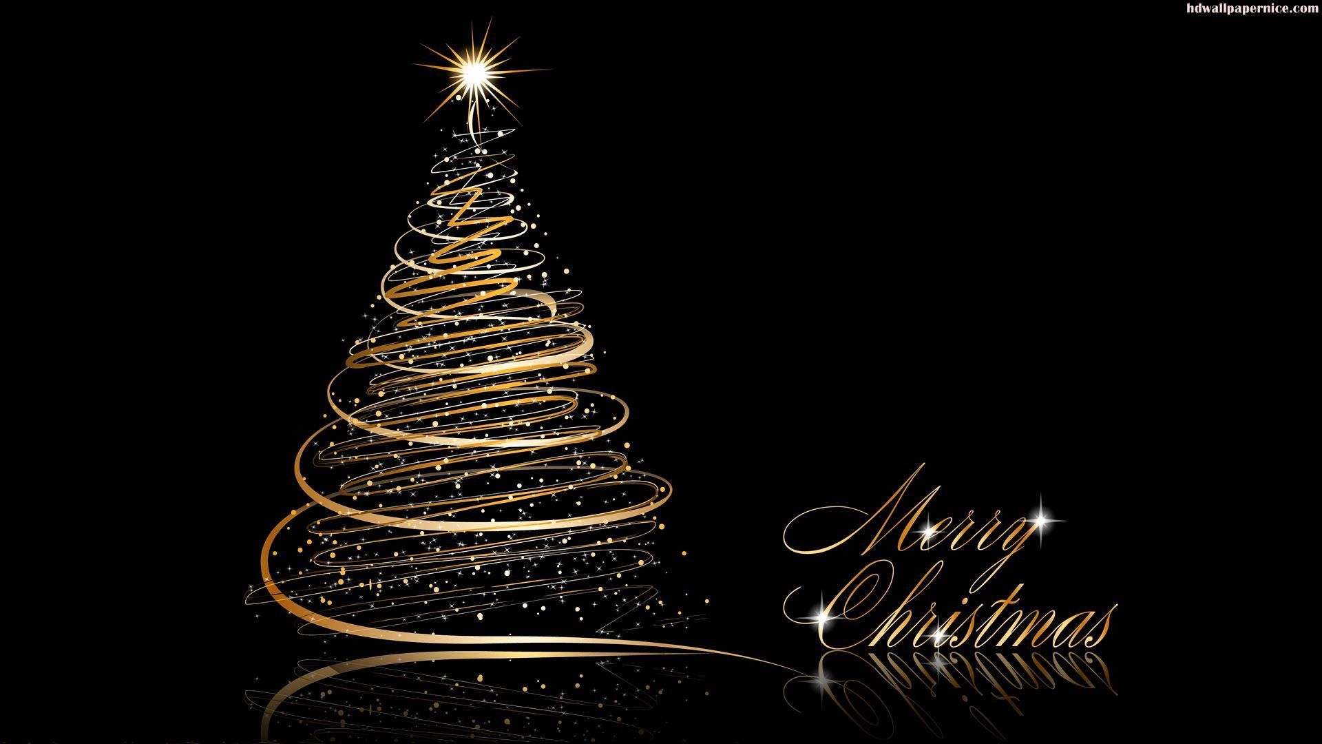 Christmas Tree Gold And Black HD Wallpaper