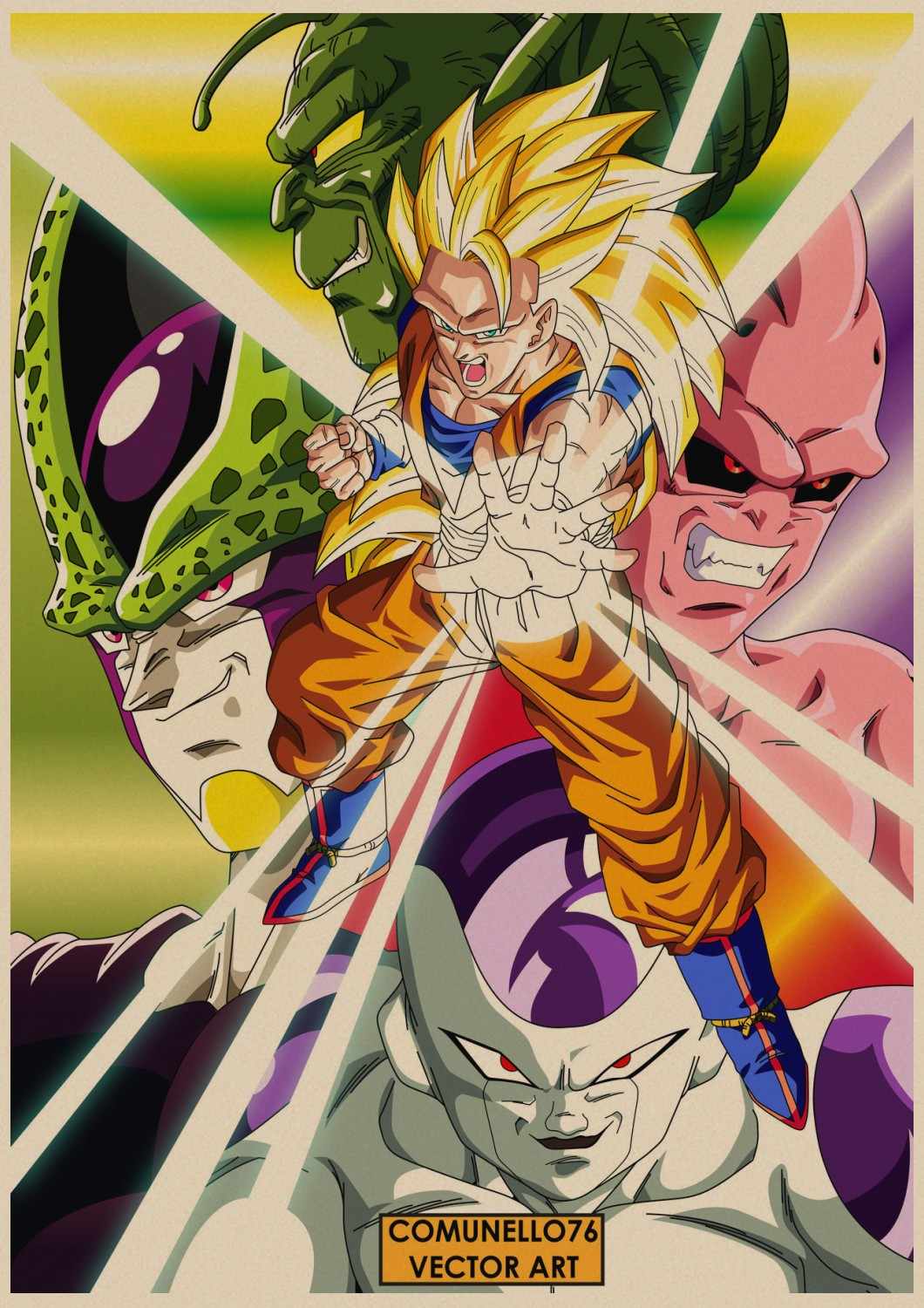 Manga Dragon Ball Z Posters Japanese Cartoon Wall Stickers Kraft Paper poster Cafe Creative wallpaper room decoration A4. Wall Stickers