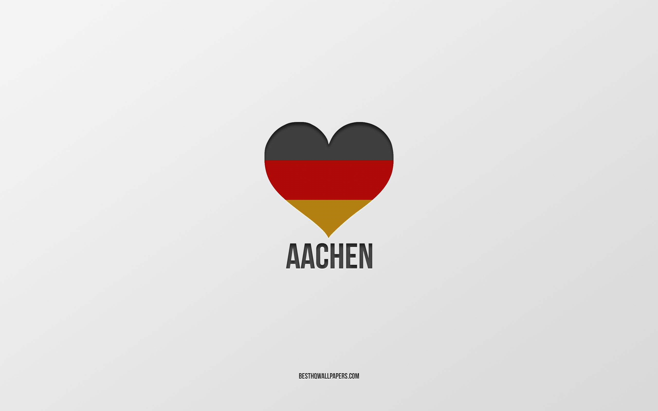 Download wallpaper I Love Aachen, German cities, gray background, Germany, German flag heart, Aachen, favorite cities, Love Aachen for desktop with resolution 2560x1600. High Quality HD picture wallpaper